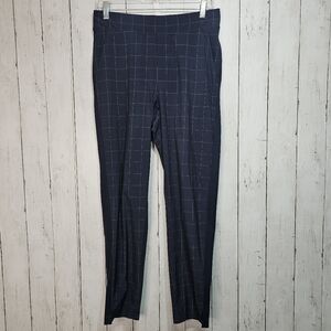 Athleta Women's Brooklyn Textured Ankle Pants Windowpane Plaid Navy Size 6.